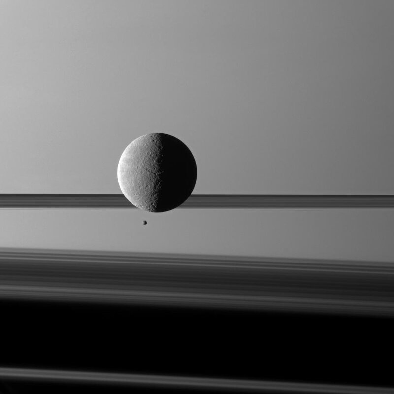 Saturn's moon and rings