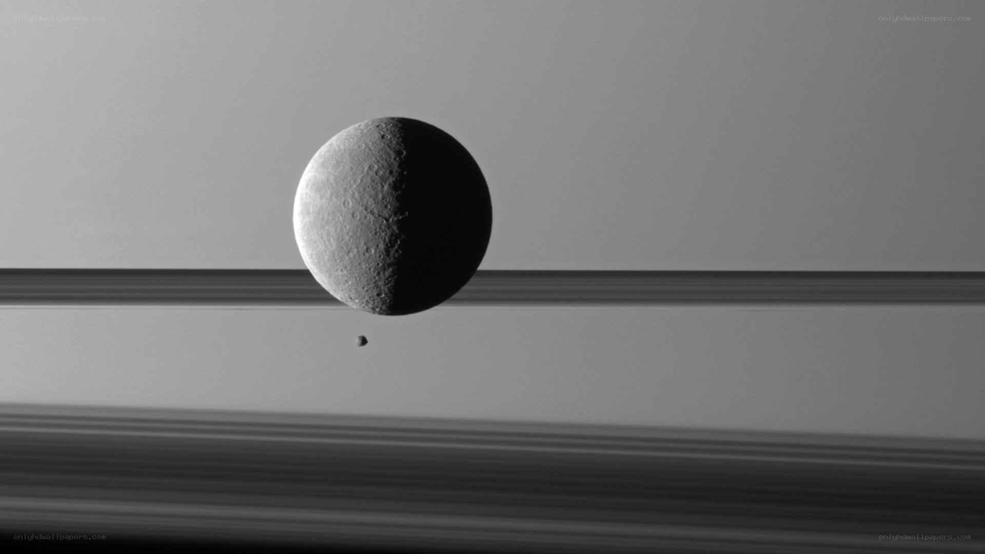 Saturn's moon and rings