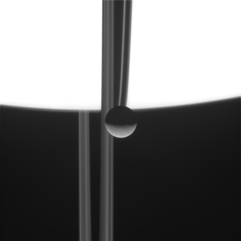 Saturn's rings and moon