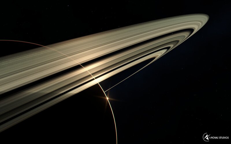 Saturn's Rings and Planet — Black