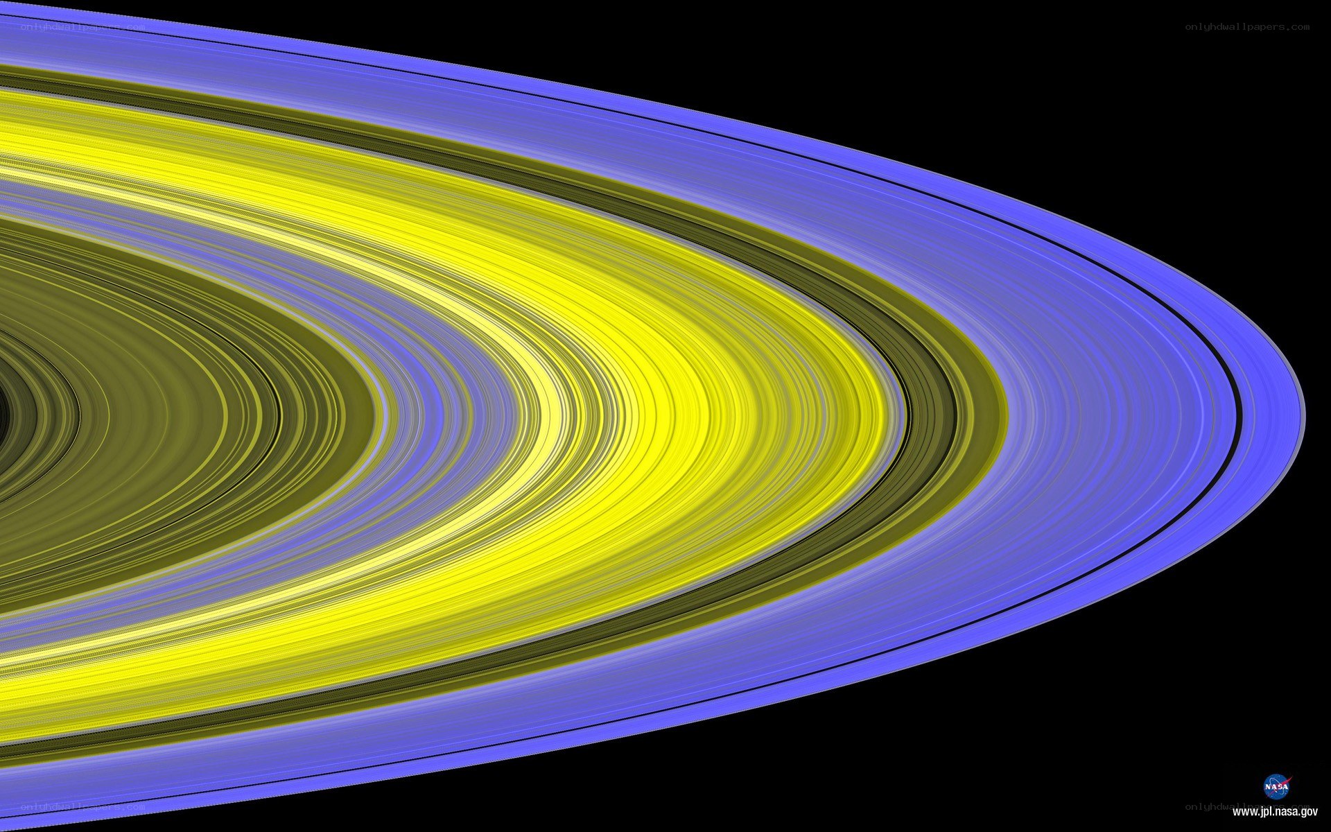 Saturn's rings in false color
