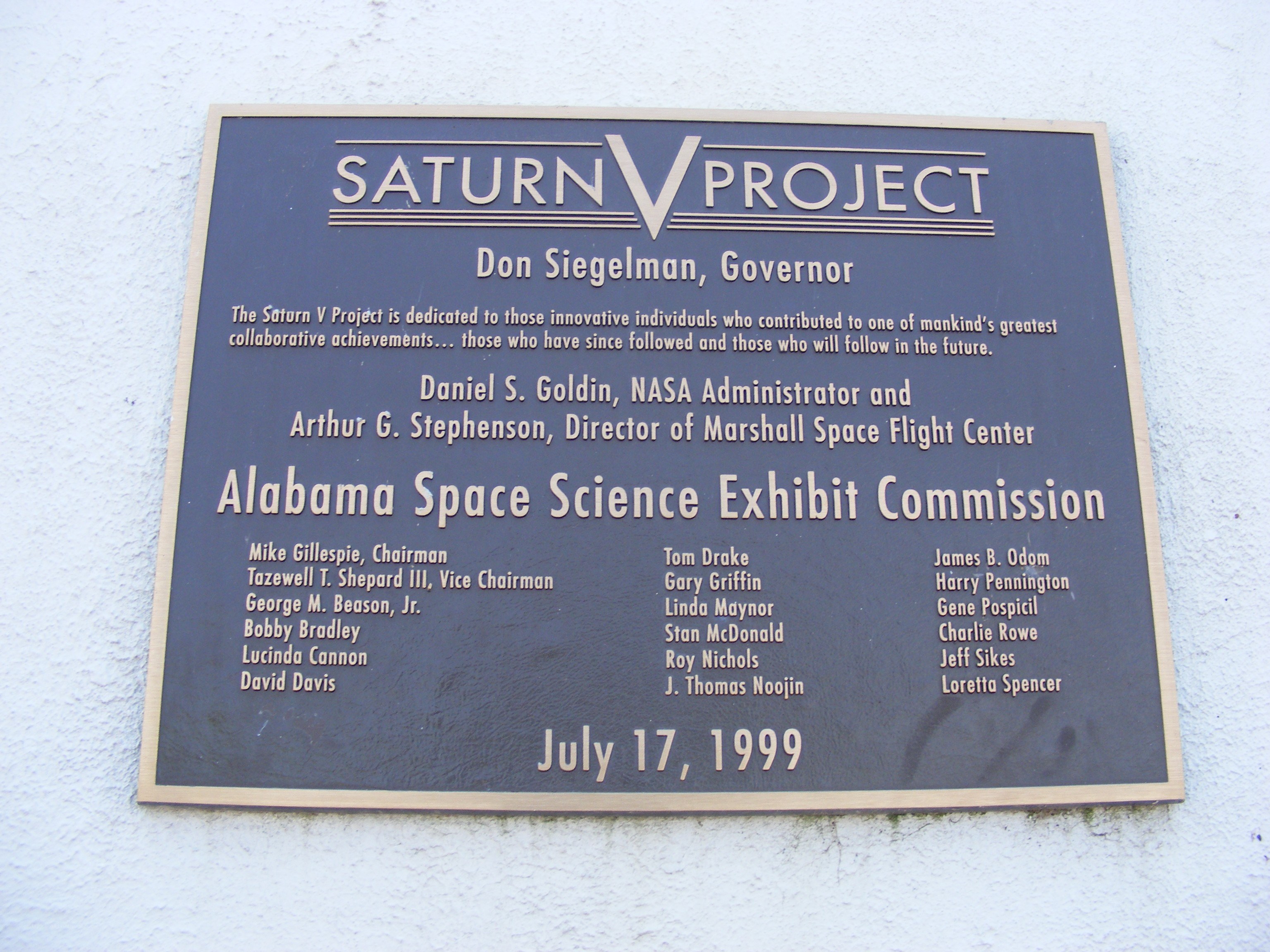 Saturn V Project plaque