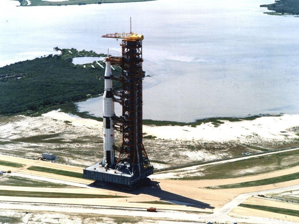 Saturn V rocket on launch pad