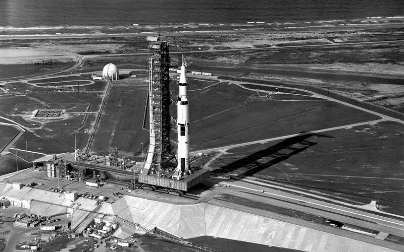 Saturn V rocket on launch pad