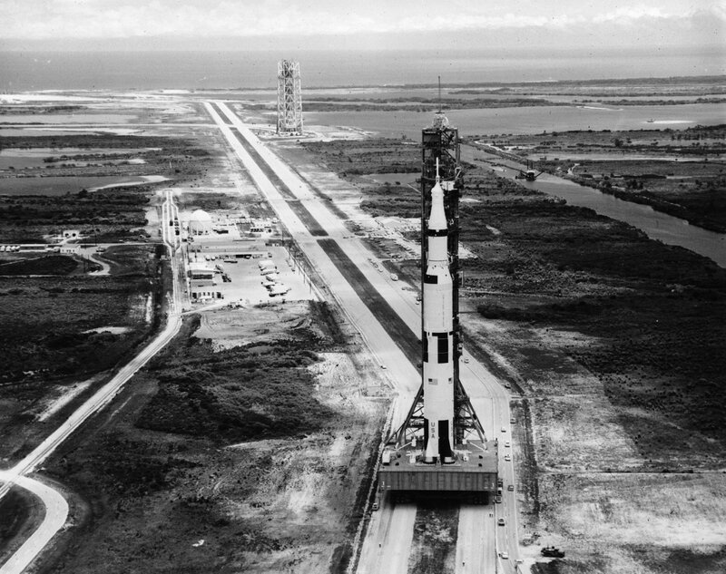Saturn V rocket on launch pad