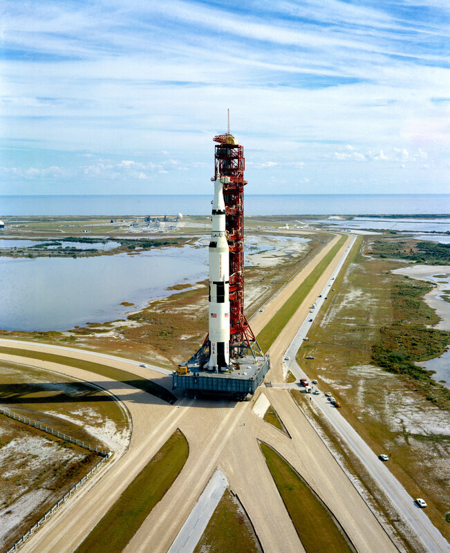 Saturn V rocket on launch pad