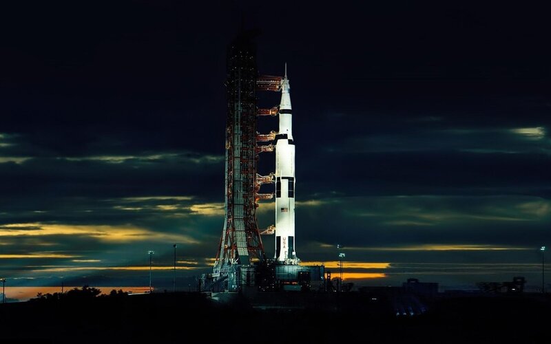 Saturn V rocket on launch pad