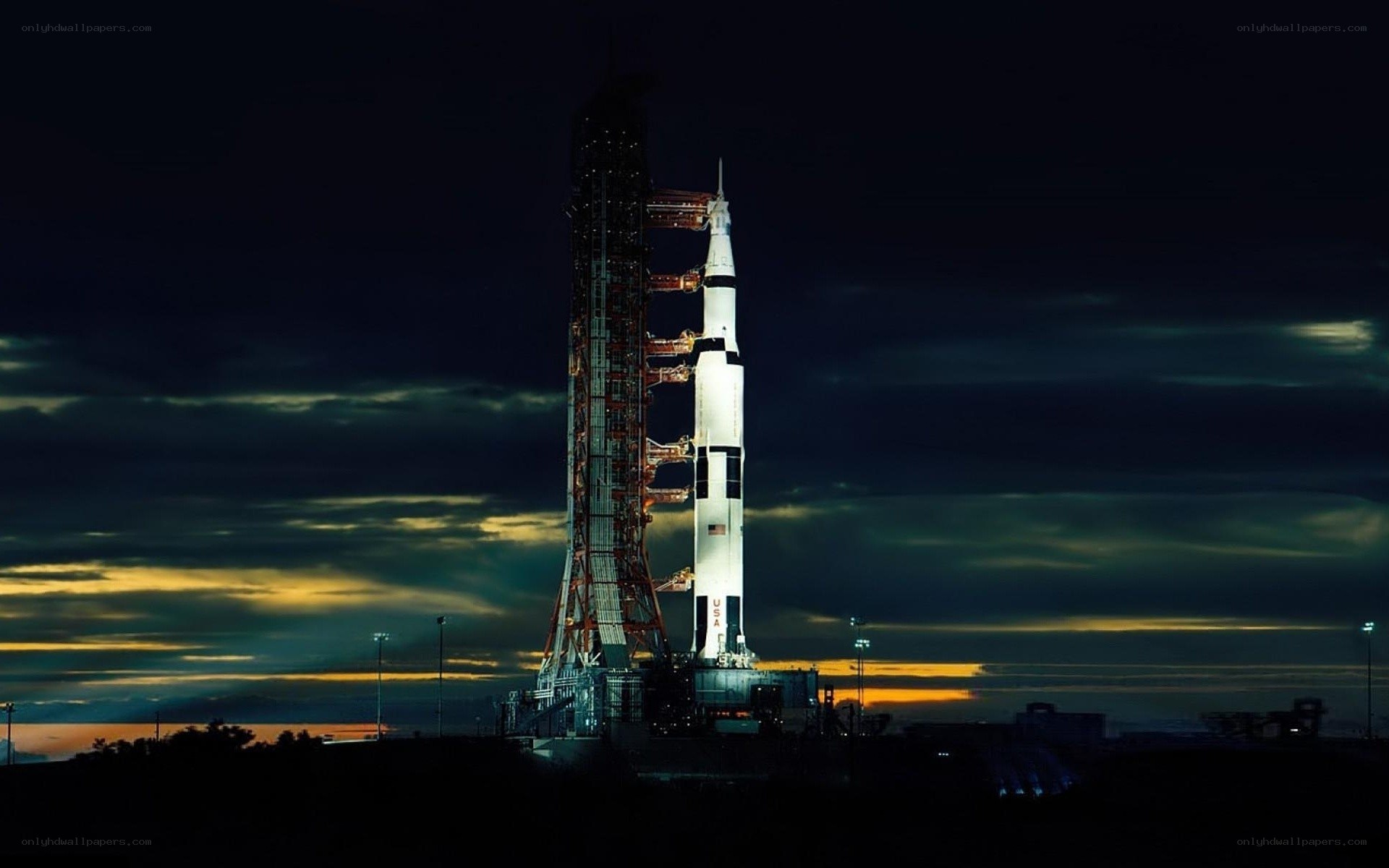 Saturn V rocket on launch pad