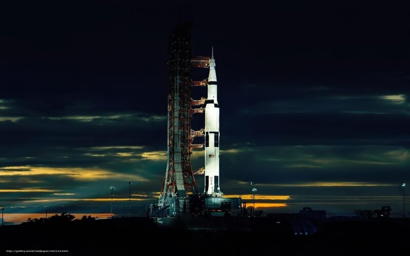 Saturn V rocket on launch pad