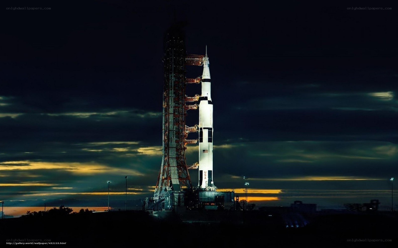 Saturn V rocket on launch pad