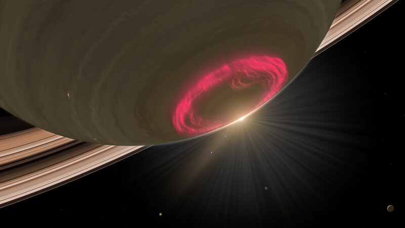 Saturn with Aurora — Black