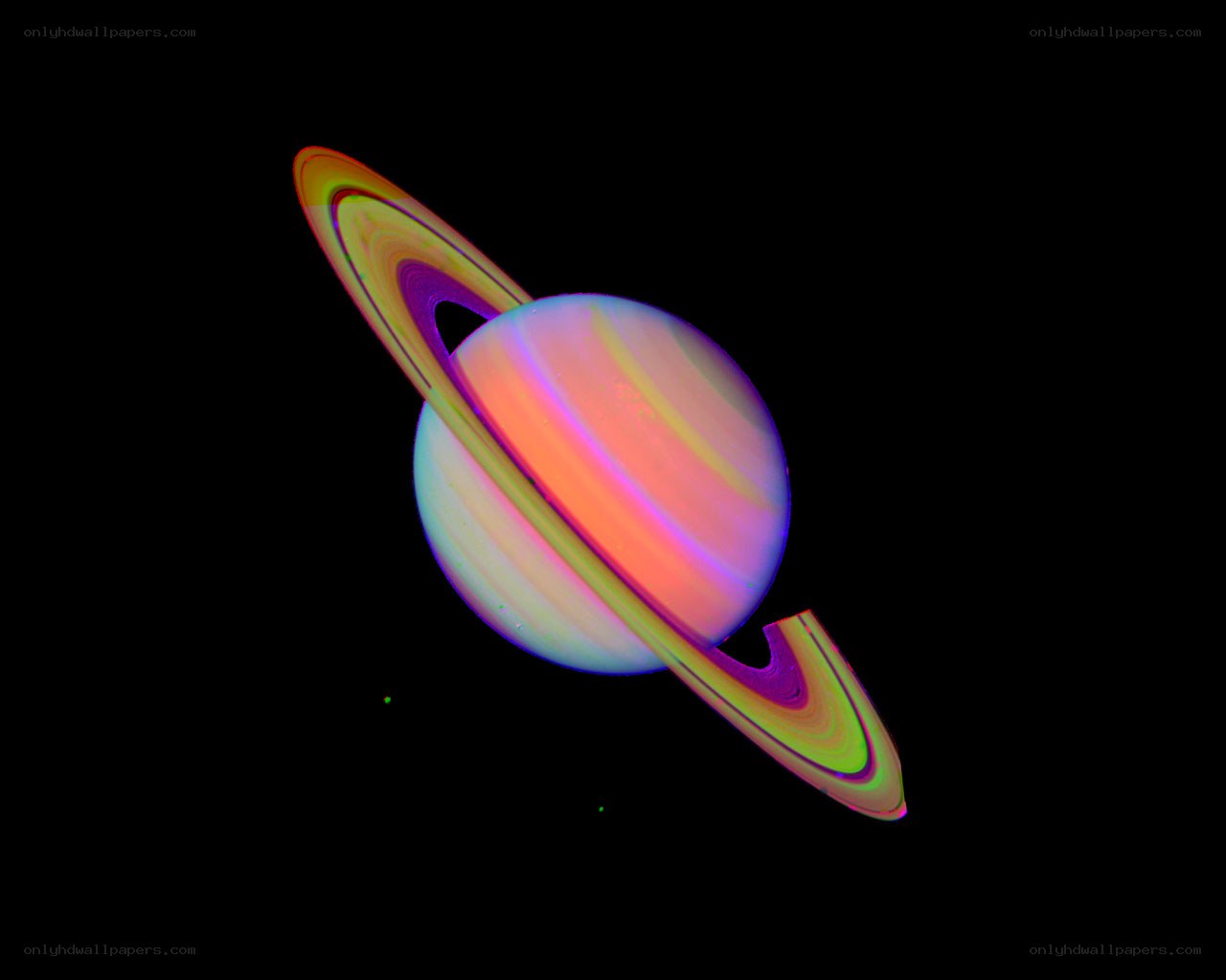 Saturn with colorful rings