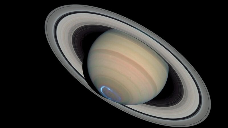 Saturn with Its Rings — Black