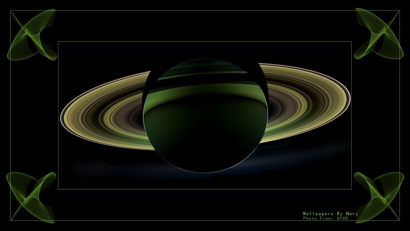 Saturn with Rings — Black, Dramatic, Night, Digital Art