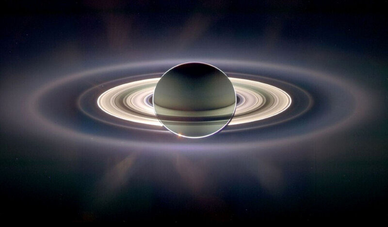 Saturn with Rings — Black, Dramatic, Night, Photograph, Planet