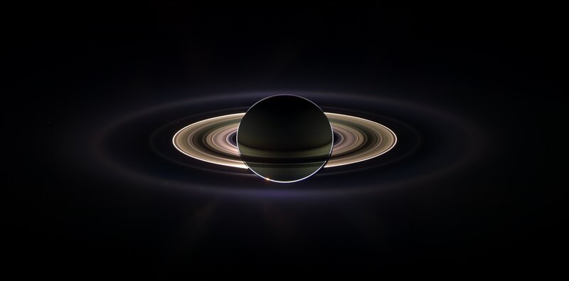 Saturn with Rings — Black, Dramatic, Night