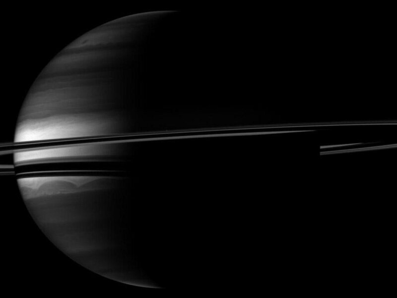 Saturn with Rings — Black, Dramatic