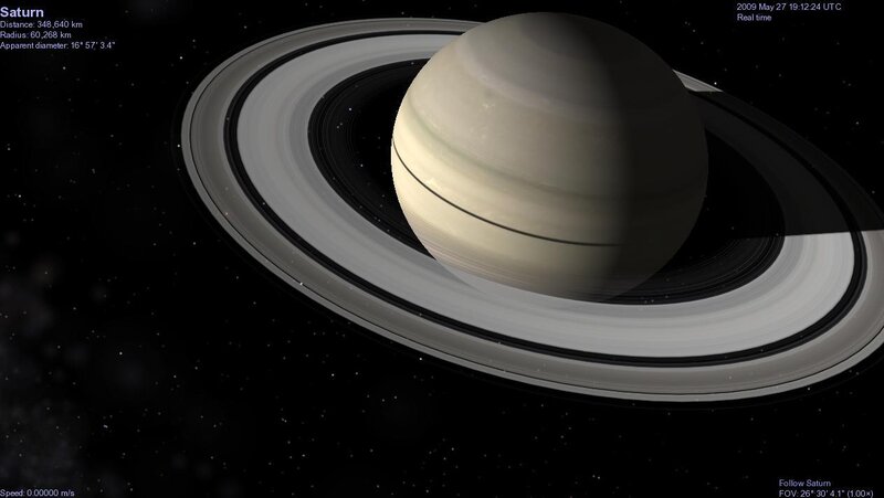 Saturn with Rings — Black, Serene, Night, 3d Render, Stars