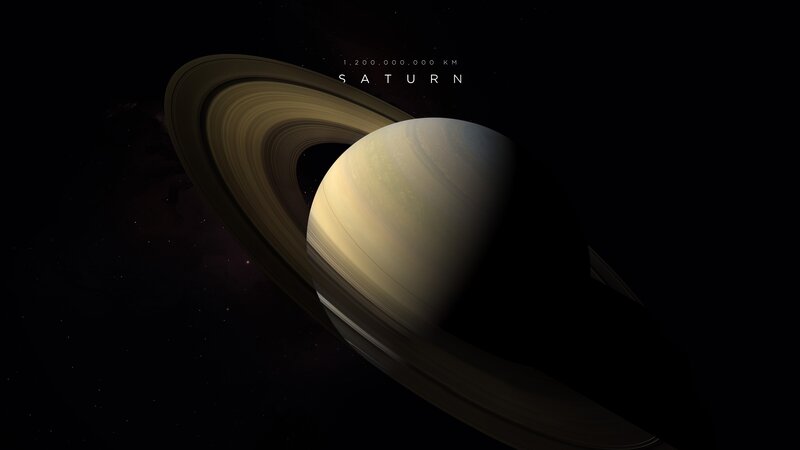 Saturn with Rings — Black, Serene, Night, 3d Render