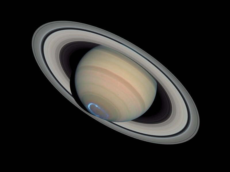 Saturn with Rings — Black, Serene, Photograph