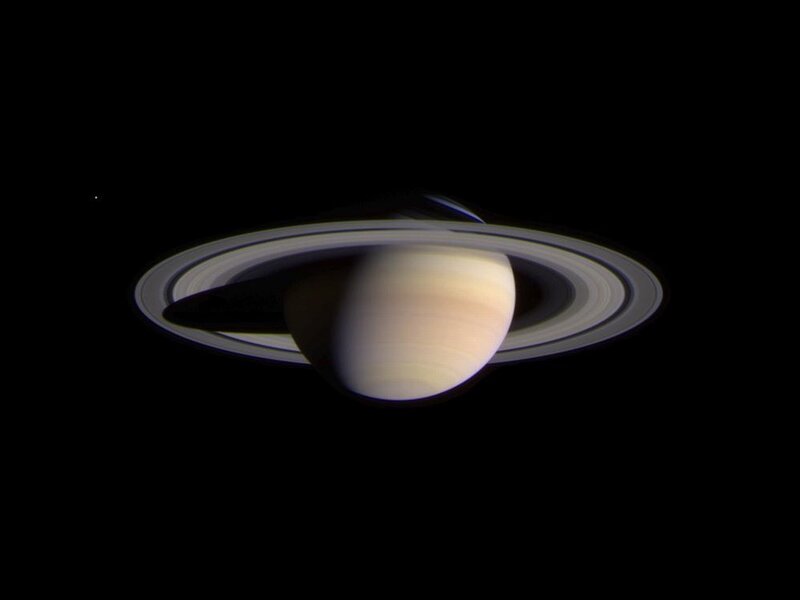 Saturn with Rings — Black, Serene