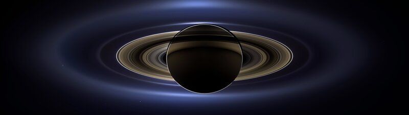 Saturn with Rings — Blue, Dramatic, Night, Photograph, Planet