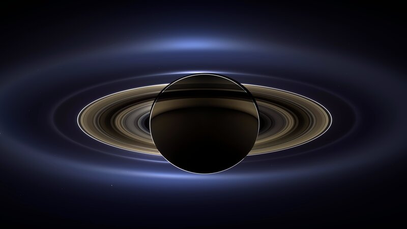 Saturn with Rings — Blue, Dramatic, Night, Photograph