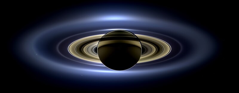 Saturn with Rings — Blue, Dramatic, Night
