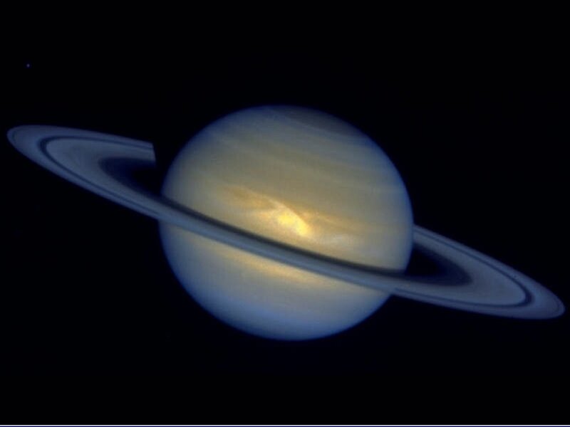 Saturn with Rings — Blue, Serene, Night