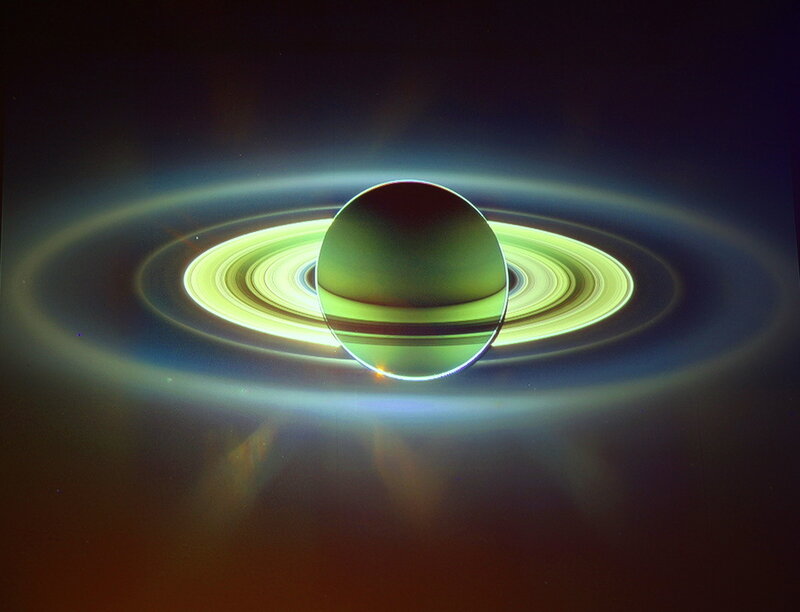 Saturn with Rings — Green