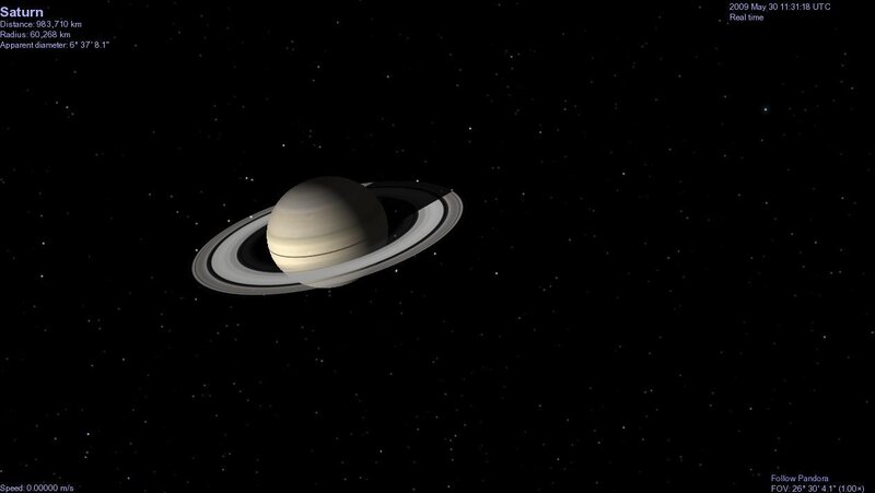 Saturn with rings in space