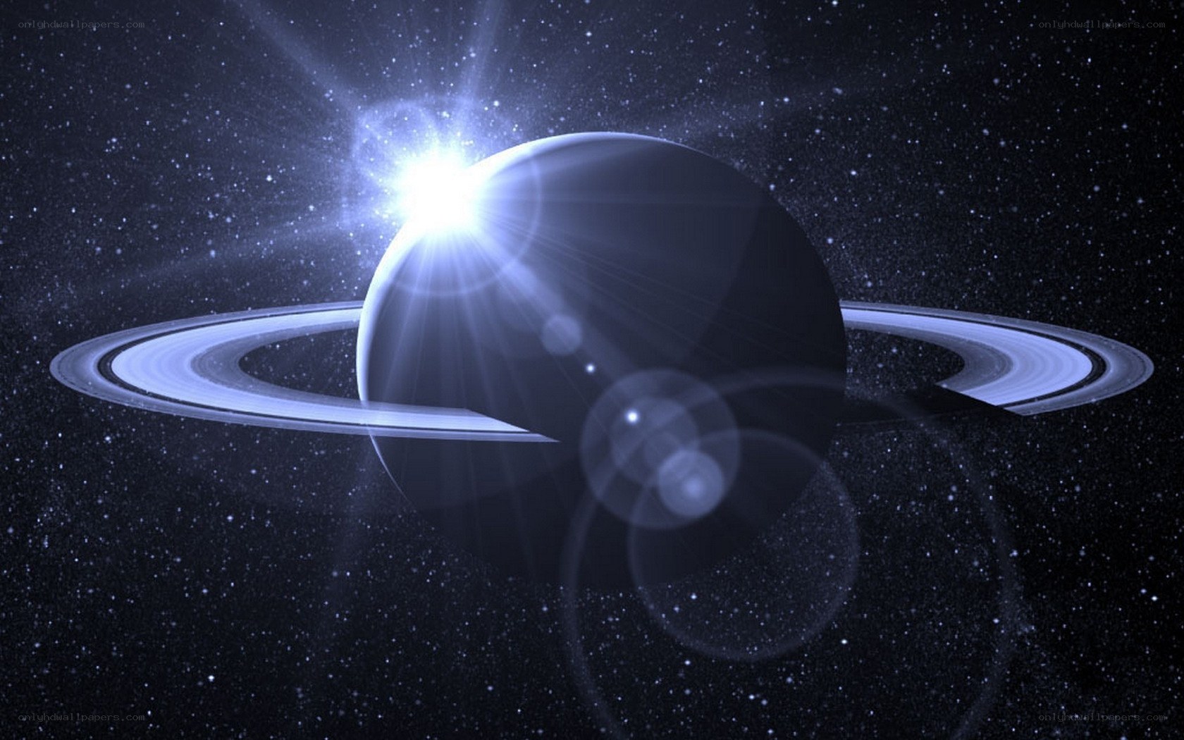 Saturn with rings in space