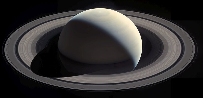 Saturn with Rings — White, Dramatic, Photograph