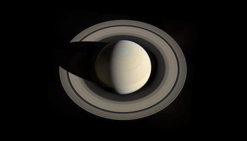 Saturn with Rings — White