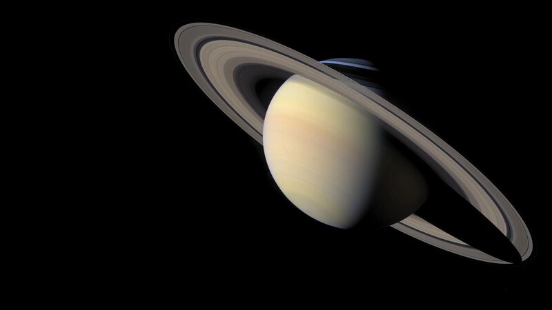 Saturn with Rings — Yellow, Dramatic, Photograph, Planet, Space