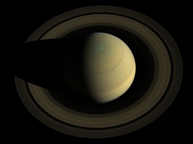 Saturn with Rings — Yellow, Dramatic, Photograph