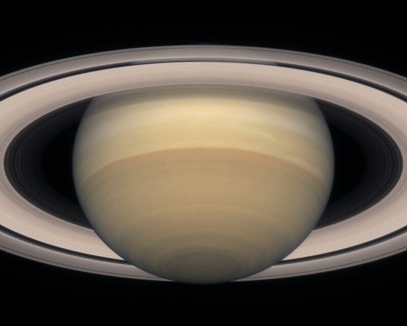 Saturn with Rings — Yellow, Serene, Photograph, Planet, Space, White