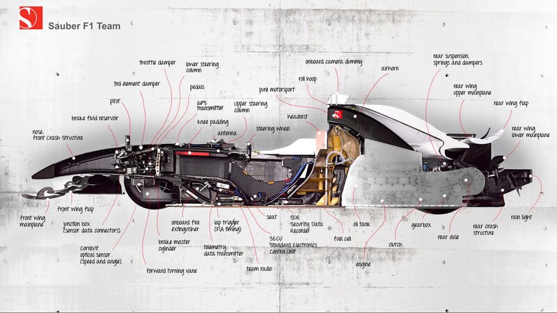 Sauber F1 car cutaway diagram