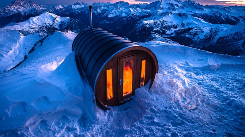 Sauna Hut in Snow