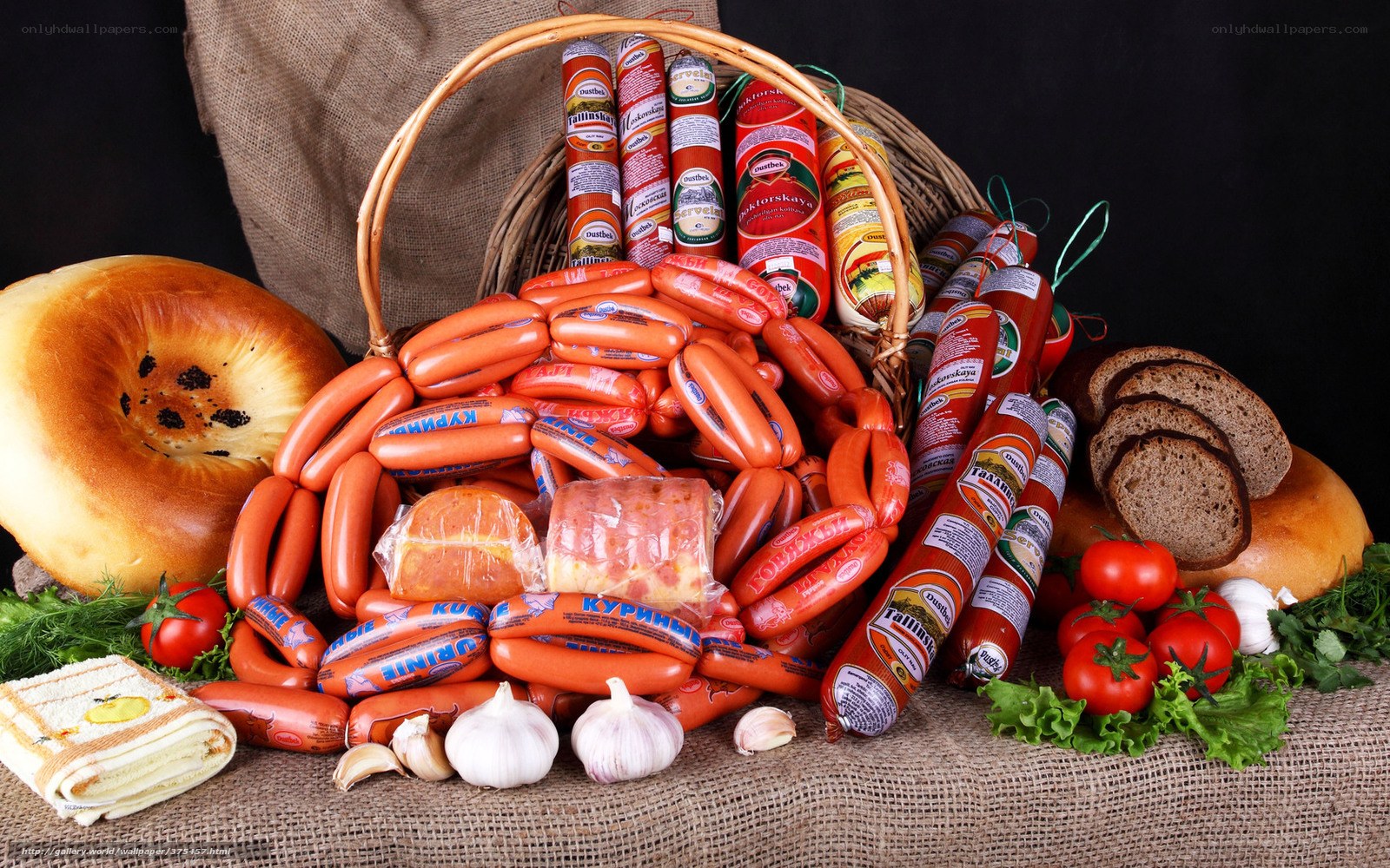 Sausage and bread assortment
