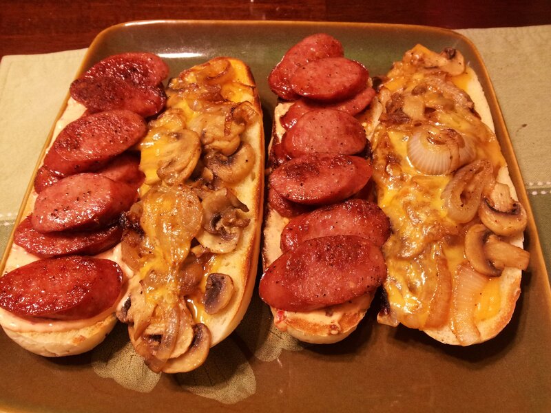 sausage and mushroom sandwiches