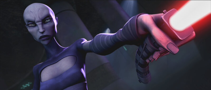 Savage Sith warrior with lightsaber