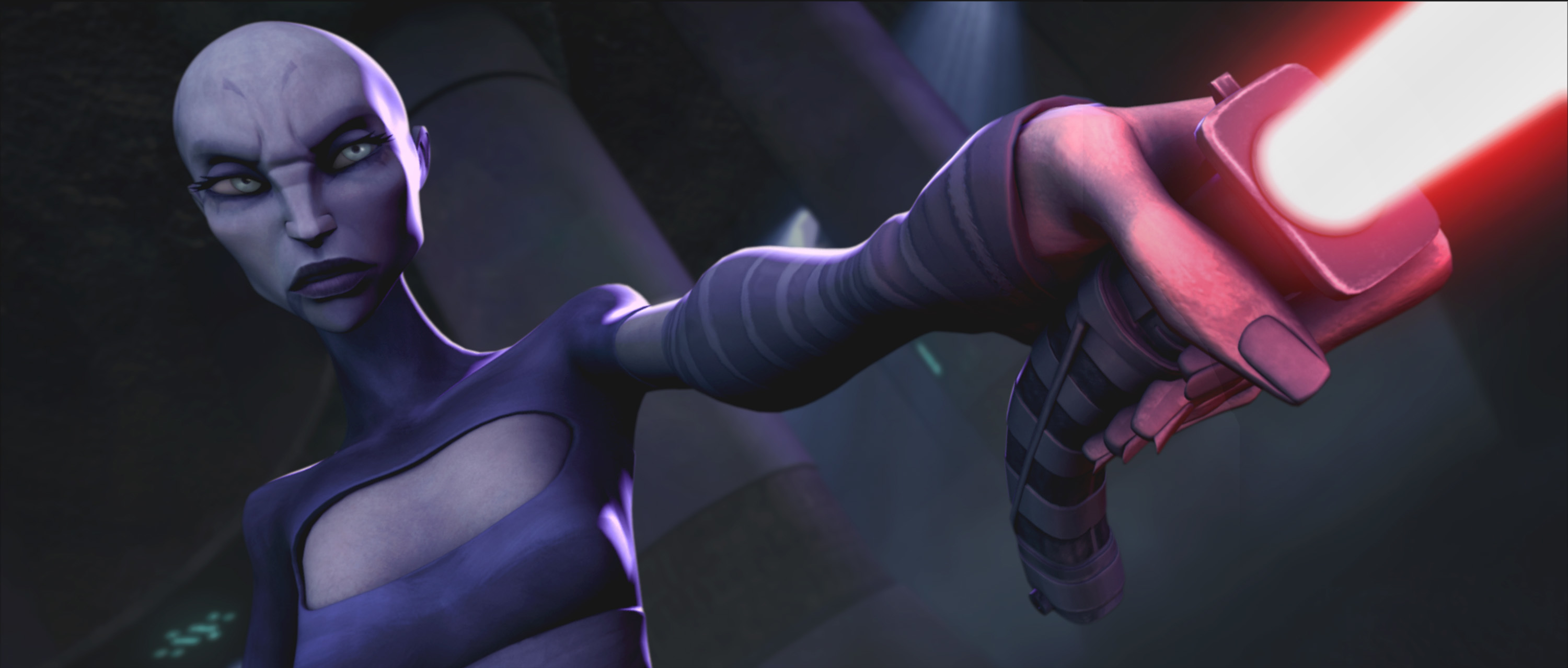 Savage Sith warrior with lightsaber