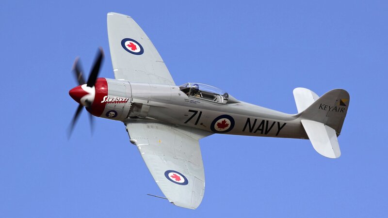 Sawbones fighter plane in flight