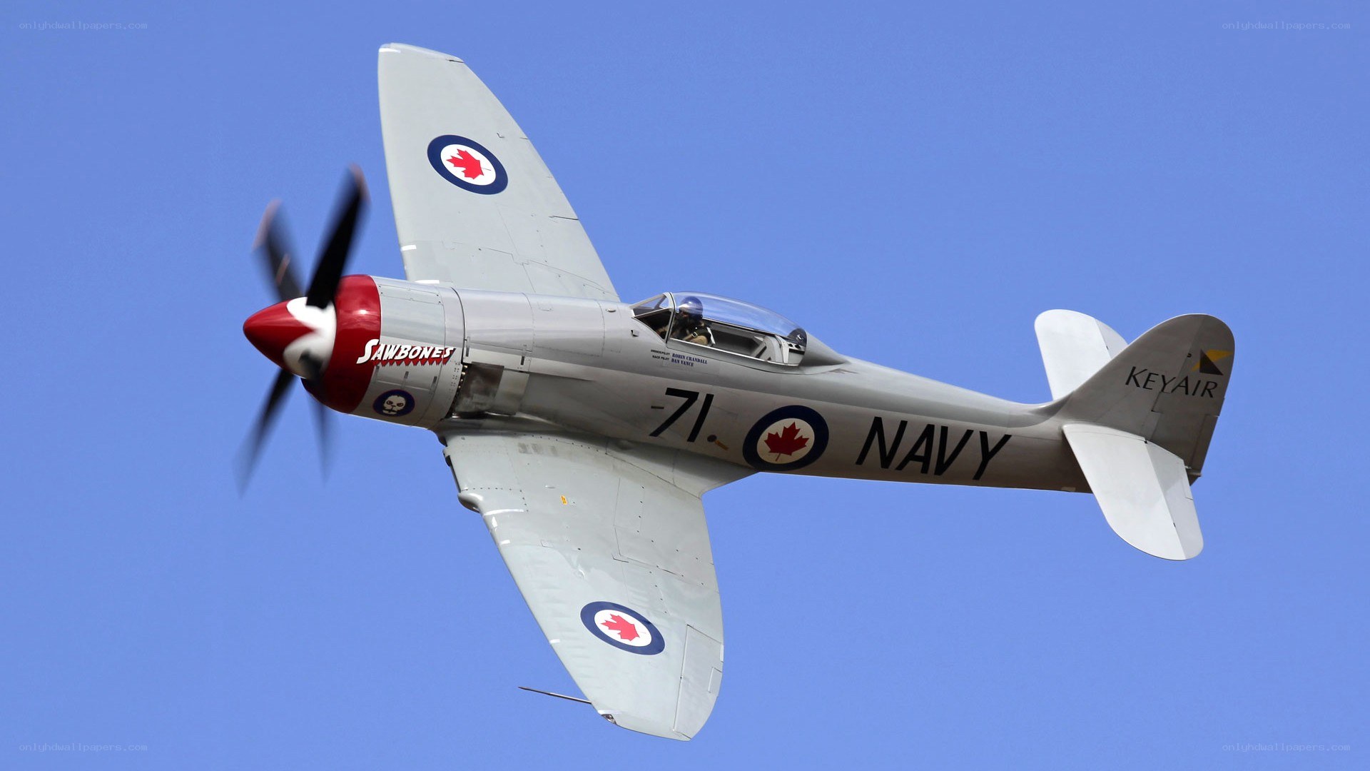 Sawbones fighter plane in flight