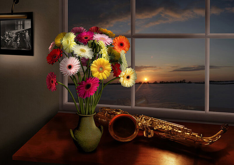 Saxophone and Flowers