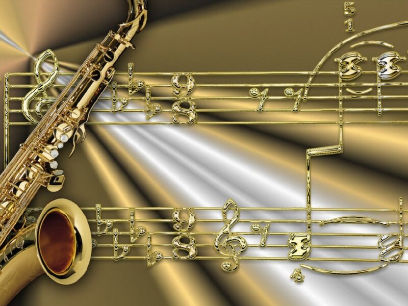 Saxophone and musical notes