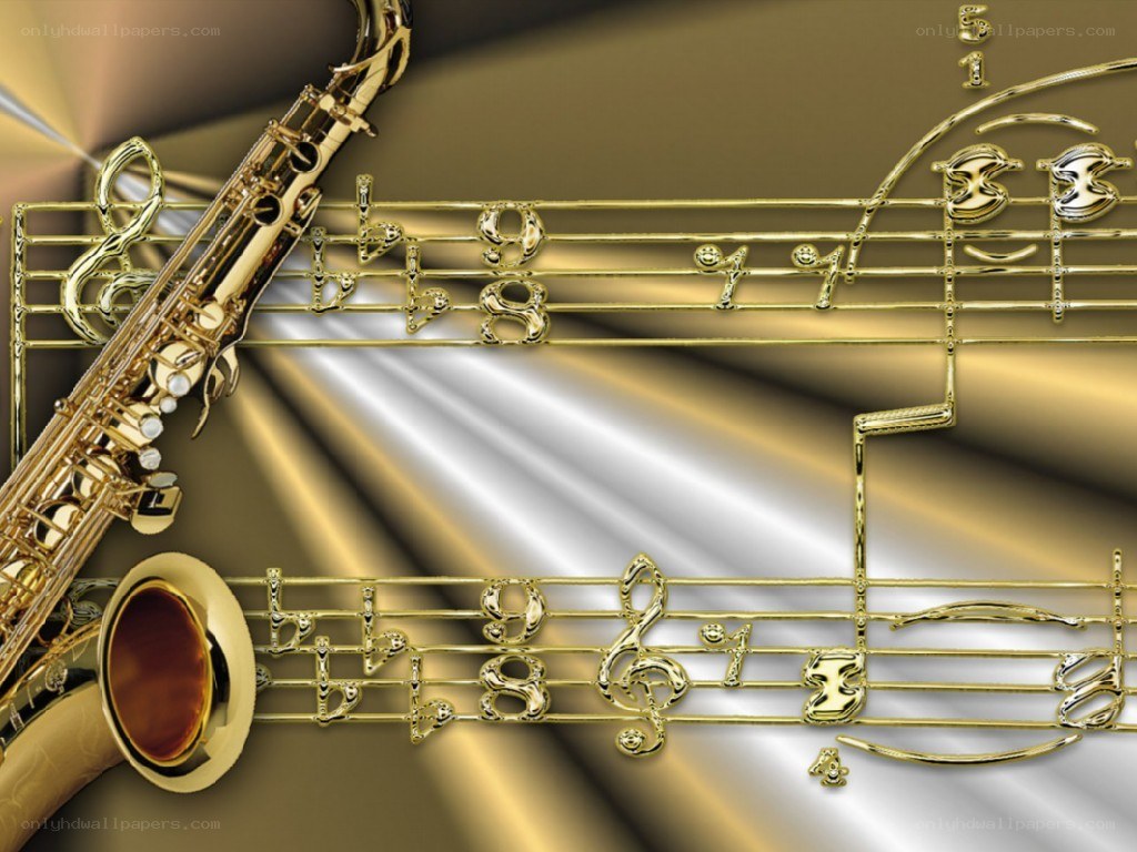 Saxophone and musical notes