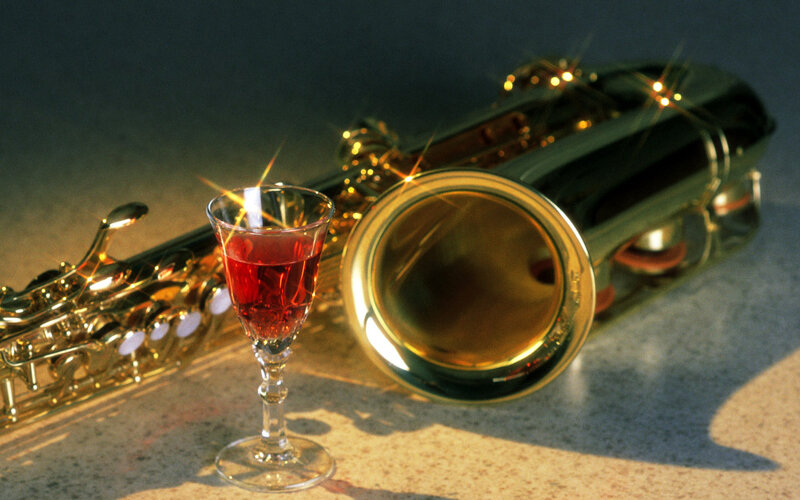Saxophone and Wine Glass