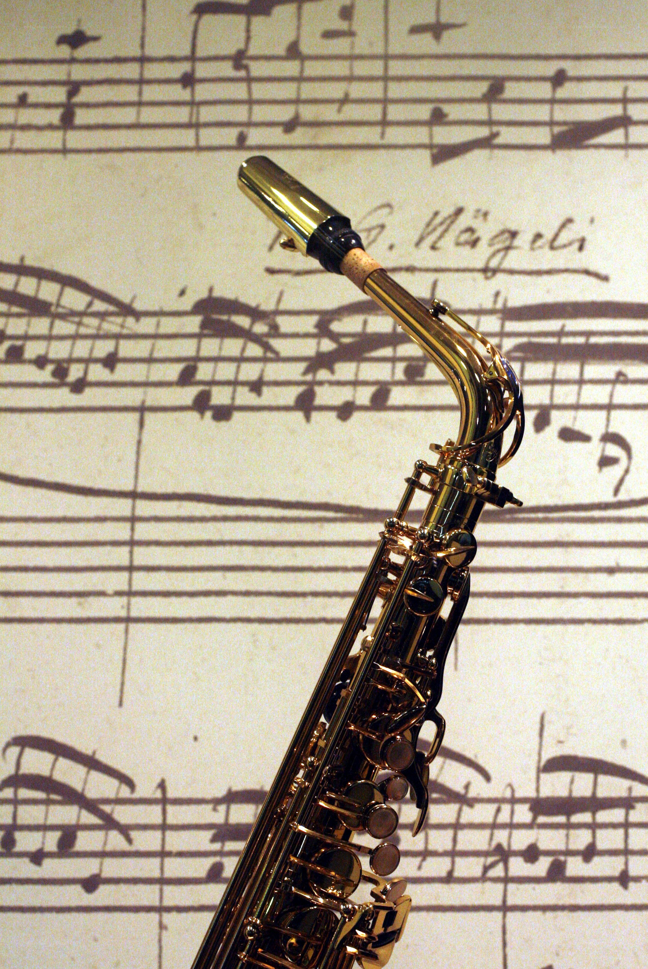 Saxophone on sheet music